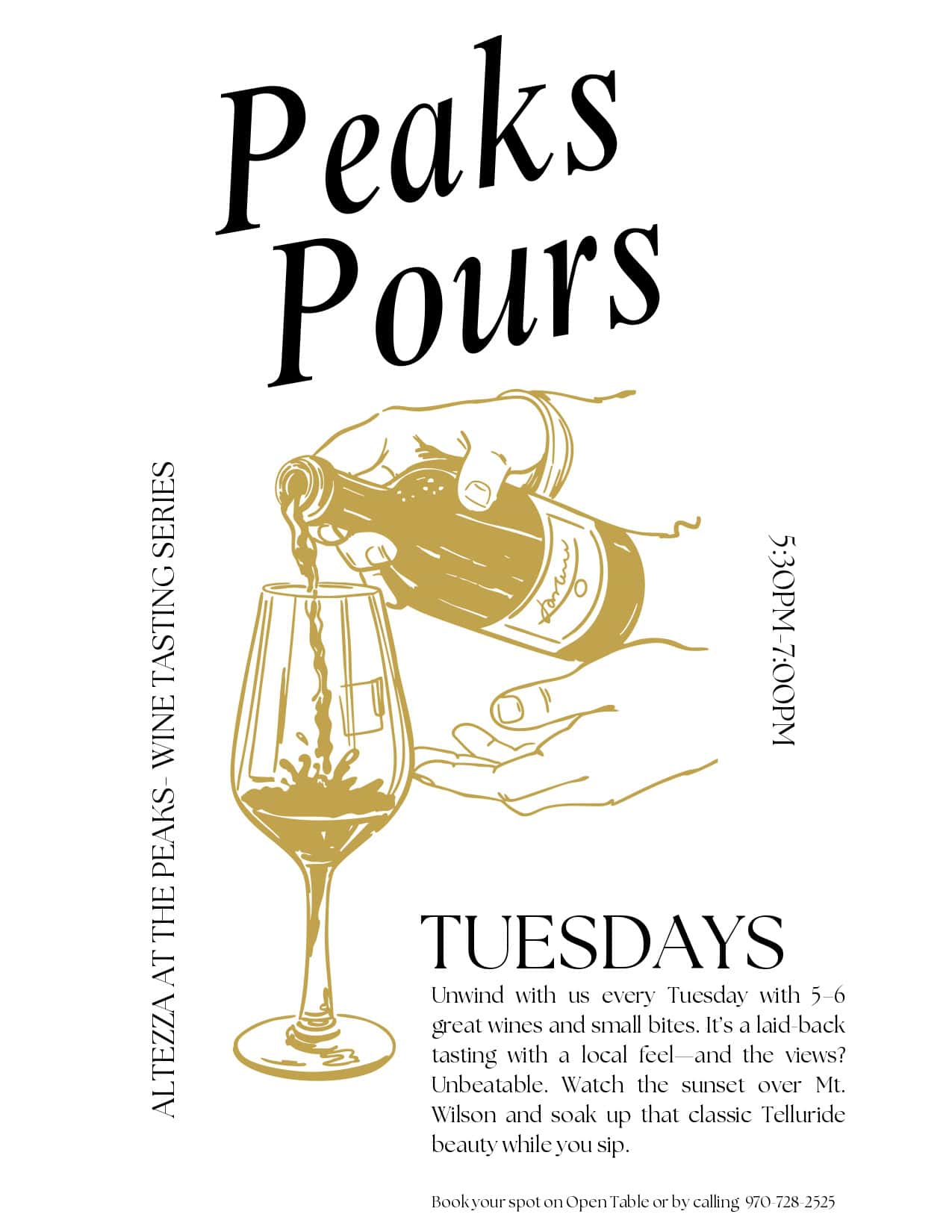 Peaks Pours Wine Tasting Flyer
